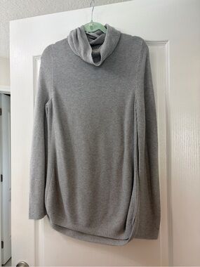 Indigenous Light Gray Ribbed Cowl Neck Sweater